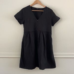 Madewell linen blend v neck button dress small